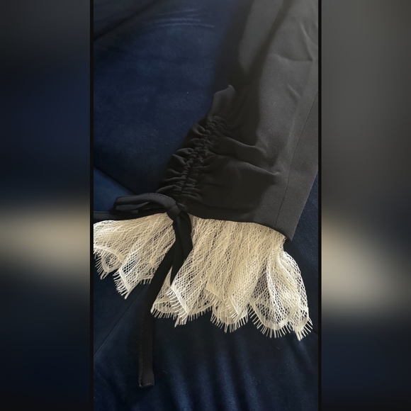 Cinq à Sept Black Blazer with Cream Fringe - Picture 4 of 5